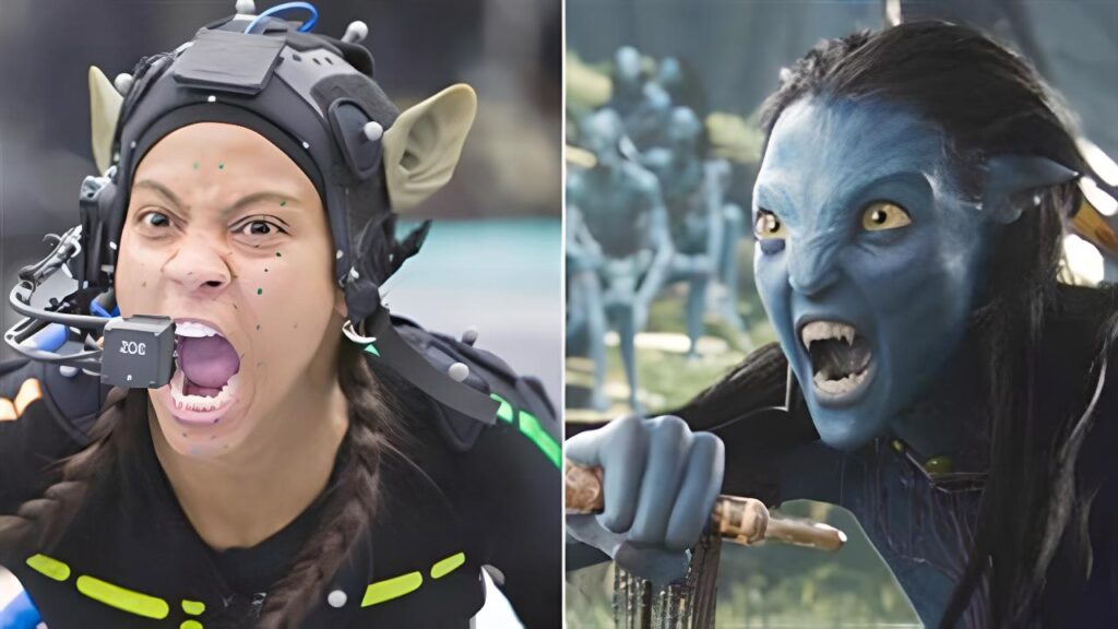 A side by side comparison showing how performance capture works