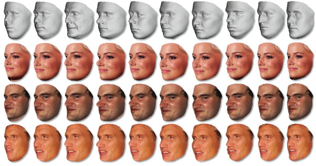 a matrix of faces for facial recognition training 